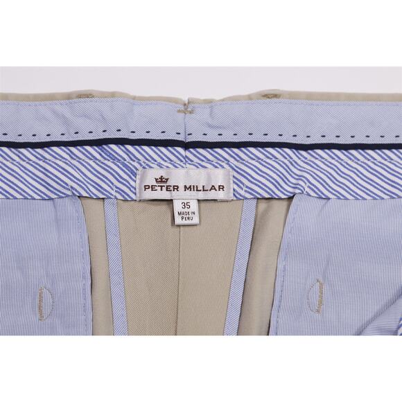 Peter Millar Soft Touch Khaki Tan Flat Front Chino Pants Trousers 35x31 - Picture 6 of 7